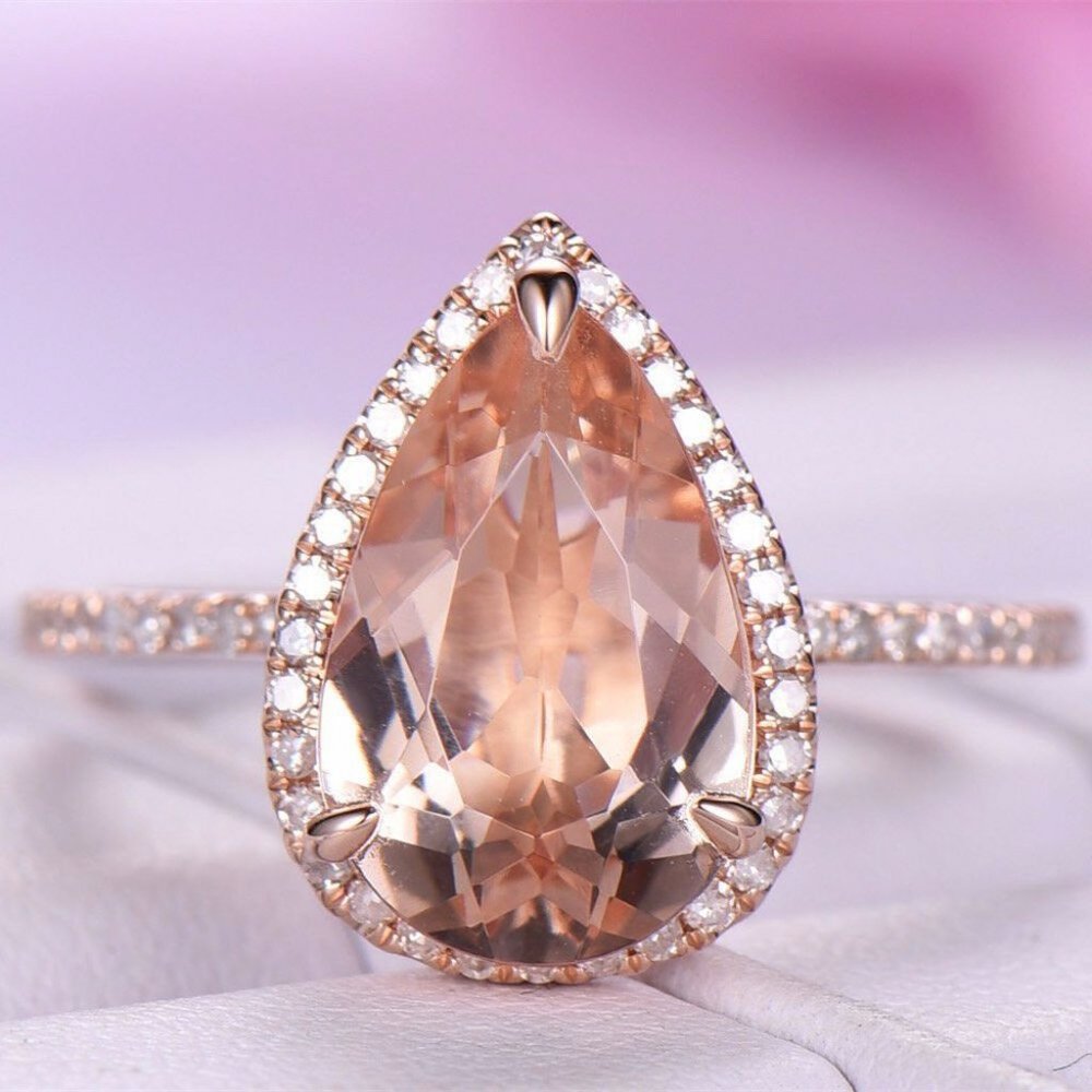 Gorgeous Rose Gold Filled Pear Cut Crystal Ring - Picture 4 of 5